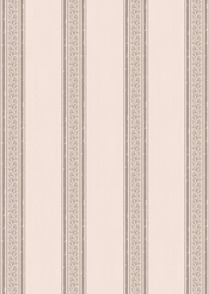 Carta da parati Delicate righe rosa e beige con foglie, Parati geometrica classici, Parati geometrica a righe classici, a01249 : Uwalls.it