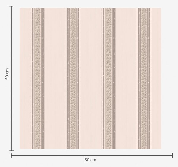 Carta da parati Delicate righe rosa e beige con foglie, Parati geometrica classici, Parati geometrica a righe classici, a01249 : Uwalls.it