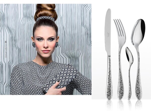 Servizio Posate in acciaio inox 18/10 set 24 pezzi Floreale spessore 3 mm 18/10 lucidato a specchio in confezione regalo lavabili in lavastoviglie