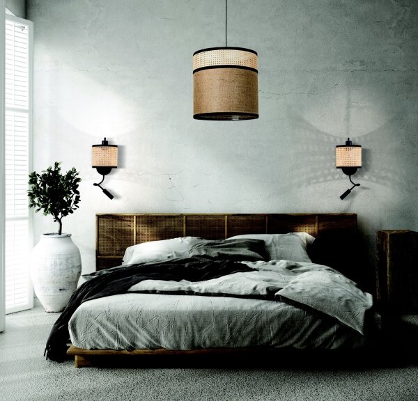 Zambelis 20355 - Lampada da parete LED 1xE27/40W + LED/3W/230V rattan