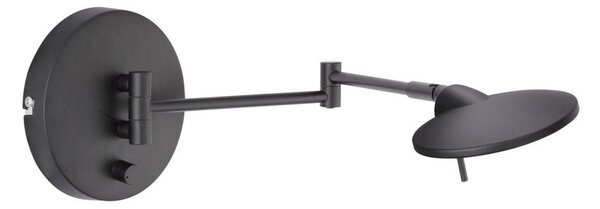 Lampada da parete LED nera opaca con struttura flessibile/con intensità regolabile Kazan – Trio