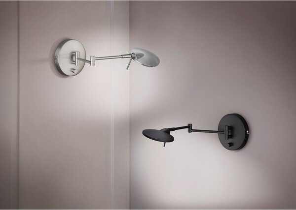 Lampada da parete LED nera opaca con struttura flessibile/con intensità regolabile Kazan – Trio