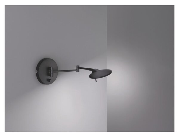Lampada da parete LED nera opaca con struttura flessibile/con intensità regolabile Kazan – Trio