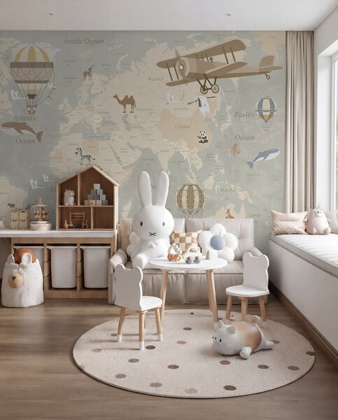 Carta da parati Mappa con immagini, Carta da parati per Bambini, u36066d2 : Uwalls.it