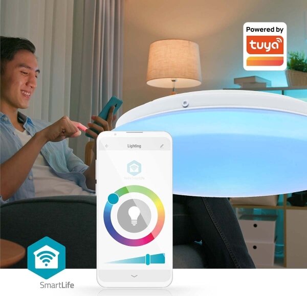 Nedis WIFILAC35WT - LED RGBW Lampada dimmerabile LED/18W/230V 2700-6500K IP44 Wi-Fi