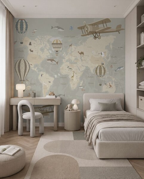 Carta da parati Mappa con immagini, Carta da parati per Bambini, u36066d1 : Uwalls.it