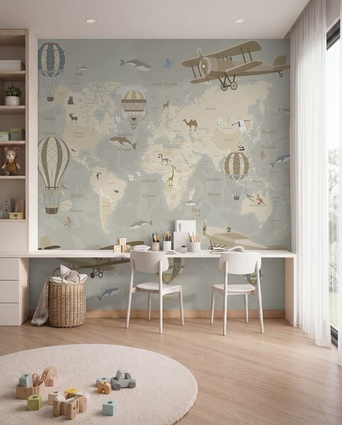 Carta da parati Mappa con immagini, Carta da parati per Bambini, u36066d1 : Uwalls.it