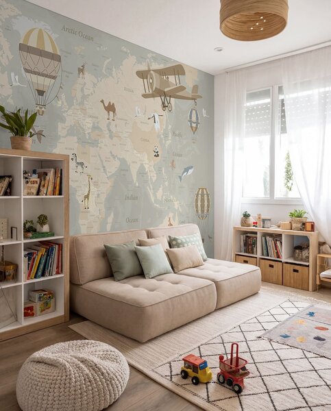 Carta da parati Mappa con immagini, Carta da parati per Bambini, u36066d2 : Uwalls.it