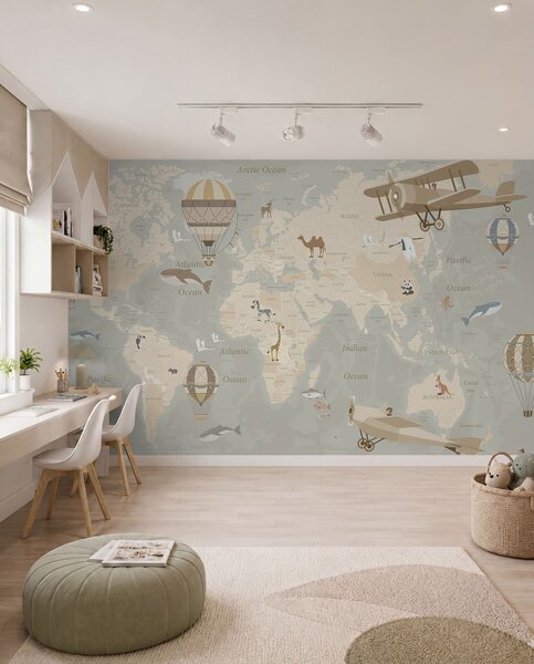 Carta da parati Mappa con immagini, Carta da parati per Bambini, u36066d2 : Uwalls.it