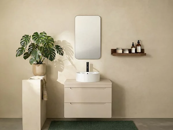 Mobile sotto lavabo sospeso con piano Beige 80 cm - ARUBA