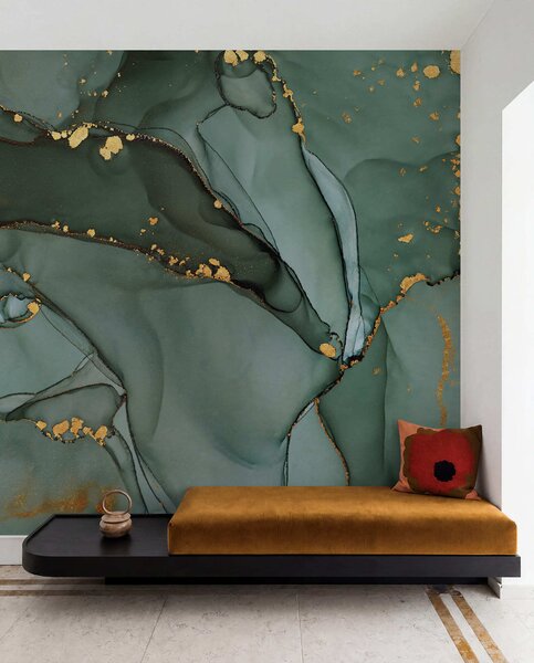 Carta da parati Marmo Onice di lusso con crepe metalliche, Carta da parati lastrazione, u50235d1 : Uwalls.it