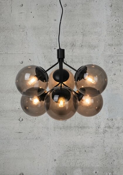 Nordlux - Lampadario a sospensione con filo IVONA 6xE27/28W/230V nero