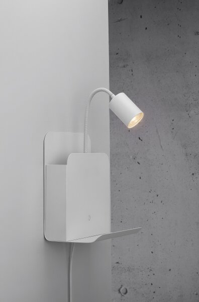 Nordlux - Lampada da parete ROOMI con mensola e USB 1xGU10/8W/230V bianco