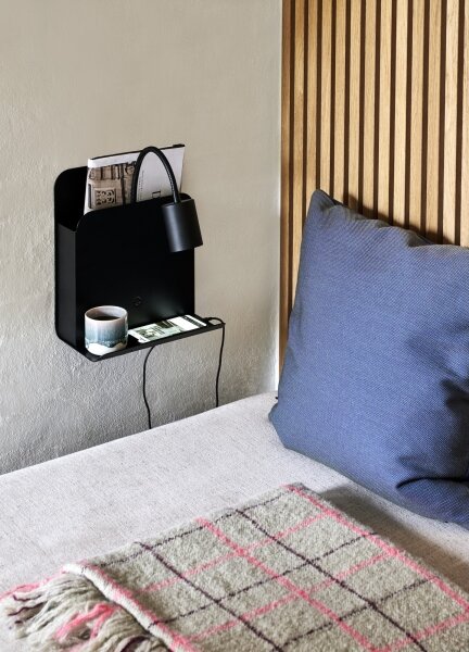 Nordlux - Lampada da parete ROOMI con mensola e USB 1xGU10/8W/230V nero