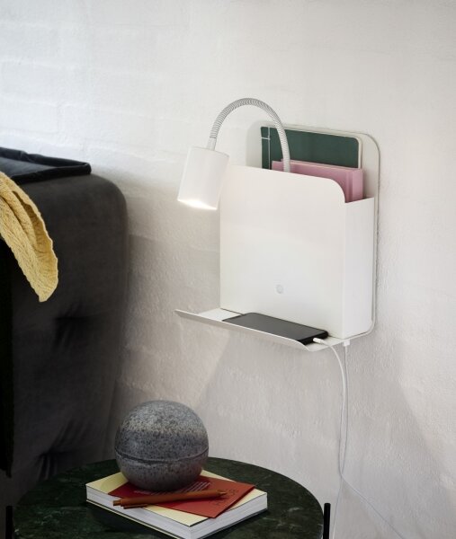 Nordlux - Lampada da parete ROOMI con mensola e USB 1xGU10/8W/230V bianco