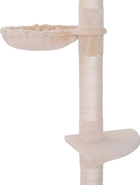 AllMyPets Albero Tiragraffi Multilivello a Soffitto con Amaca e Altezza Regolabile 40x34x230-260 cm colore Beige - D3DH9CWBEI
