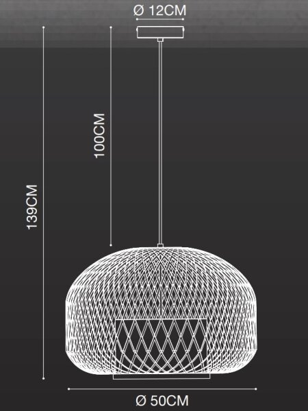 Nordlux - Lampadario a sospensione con filo HISOKA 1xE27/40W/230V nero/bambù