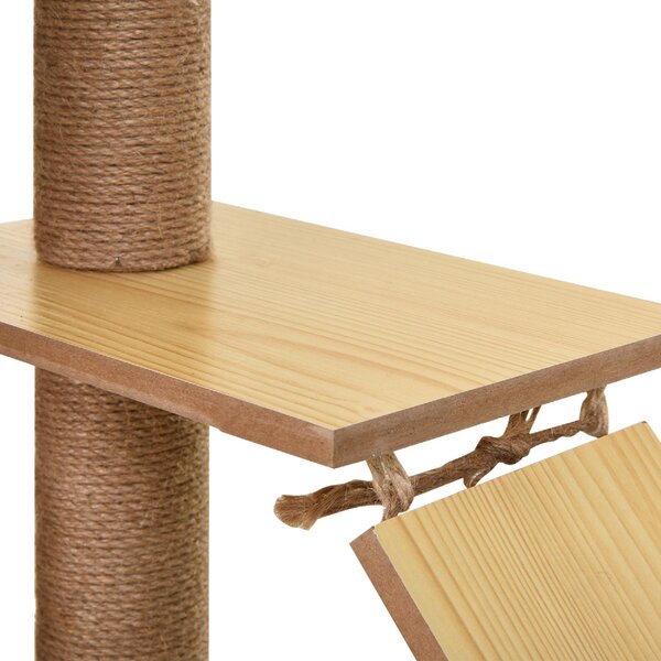 AllMyPets Albero Tiragraffi per Gatti con Casetta, 2 Lettini, Amaca e Pallina, in Legno, Poliestere e Sisal 60x40x130 cm - 87Z369