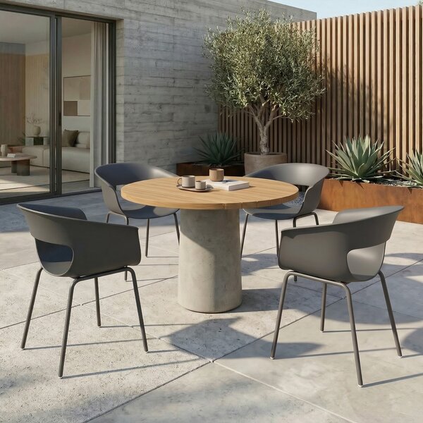 Outsunny Set 4 Sedie da Esterno Moderne con Schienale Traforato, in Metallo e Poliestere, 61x51x74 cm, Grigio Scuro | Aosom Italy