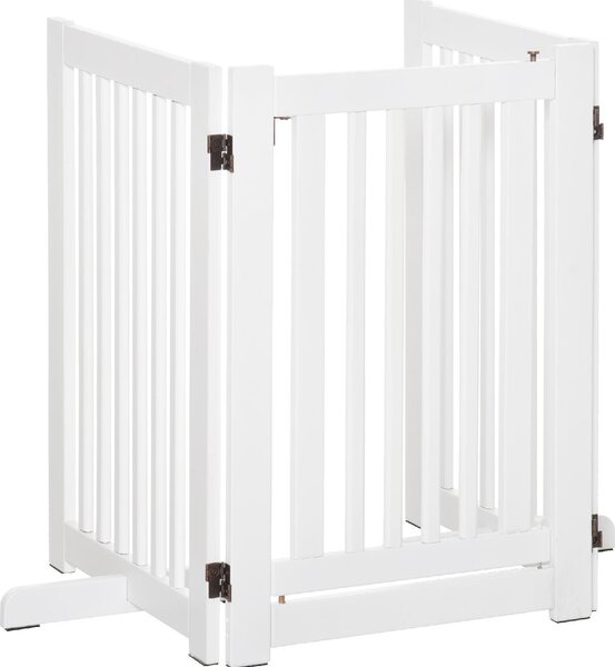 AllMyPets Cancelletto per Cani Pieghevole a 3 Pannelli Porta Centrale con Blocco Struttura in MDF 155x76cm Bianco - 047WTeD06