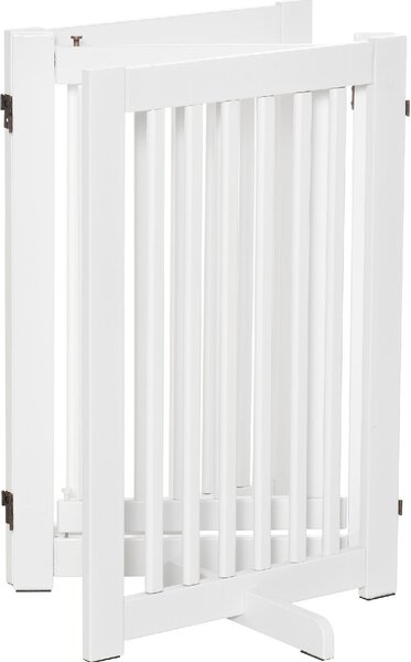 AllMyPets Cancelletto per Cani Pieghevole a 3 Pannelli Porta Centrale con Blocco Struttura in MDF 155x76cm Bianco - 047WTeD06
