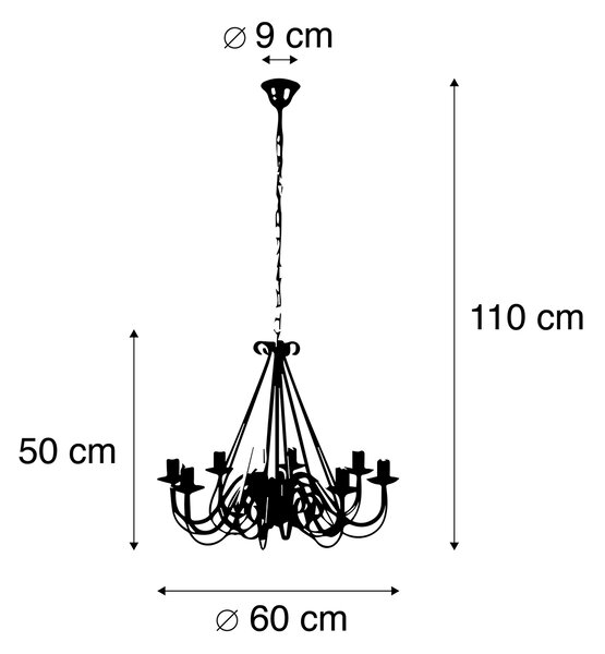 Lampadario intelligente ruggine marrone 8 luci incl. Wifi B35 - Giuseppe