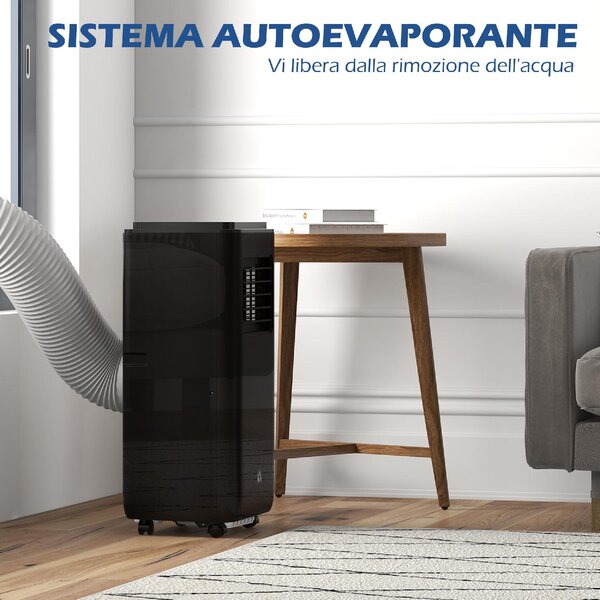 DecHome Condizionatore Portatile 9000 BTU/h Climatizzatore solo Freddo Funzione Deumidificatore con Telecomando e Timer colore Nero - 29Z2BK
