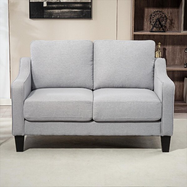 DecHome Divano 2 Posti Moderno in Tessuto effetto Lino Dimensioni 136x77x86 cm colore Grigio Chiaro