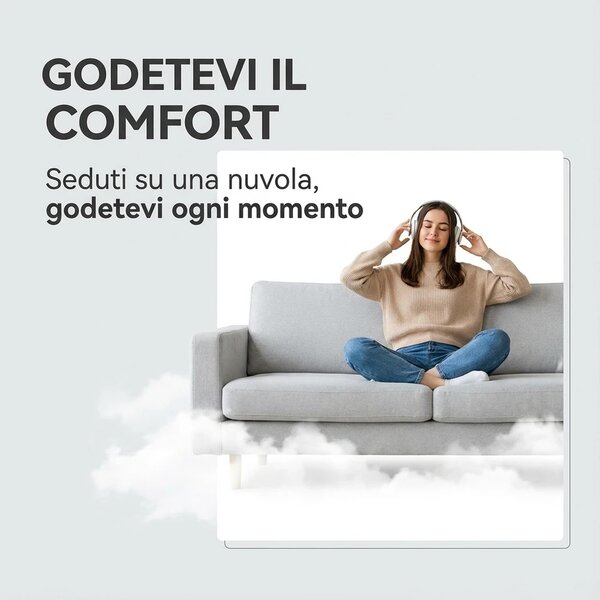DecHome Divano 2 Posti Moderno in Tessuto effetto Lino Dimensioni 136x77x86 cm colore Grigio Chiaro