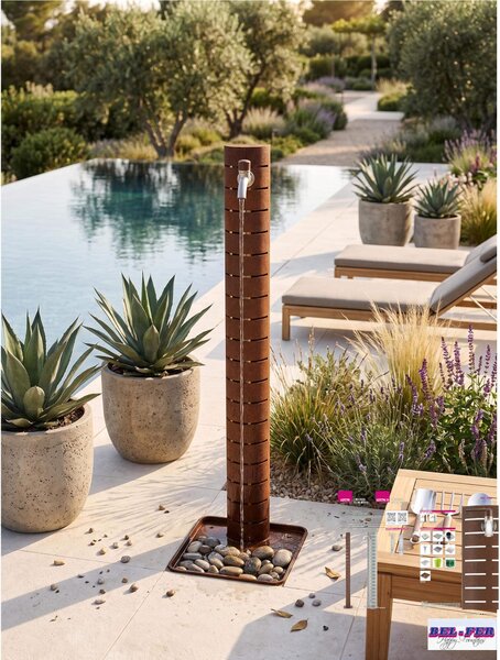 Fontana da Giardino in Acciaio COR-TEN design Innovativo Belfer Dimensioni 17x21xh 89 cm - peso 7,0 kg design tagliato , colore Ruggine