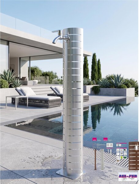 Fontana da Giardino in Acciaio COR-TEN design Innovativo Belfer Dimensioni 17x21xh 89 cm - peso 7,0 kg design tagliato , colore Alluminio