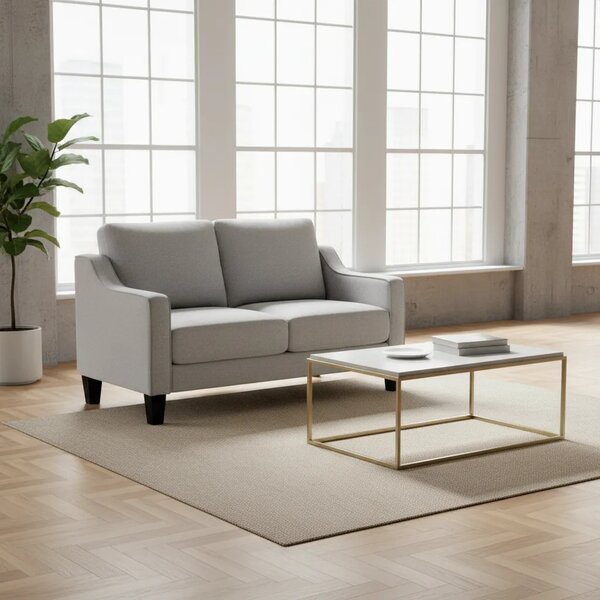 DecHome Divano 2 Posti Moderno in Tessuto effetto Lino Dimensioni 136x77x86 cm colore Grigio Chiaro