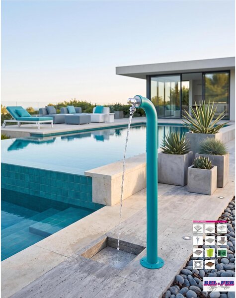 Fontana da Giardino a colonna forma di Periscopio Design Moderno Belfer Dimensioni 11x18xh 80 cm - peso 3,2 kg design, colore Turchese