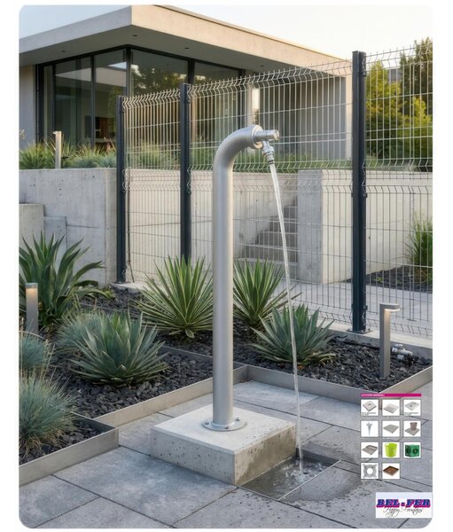 Fontana da Giardino a colonna forma di Periscopio Design Moderno Belfer Dimensioni 11x18xh 80 cm - peso 3,2 kg design, colore Alluminio