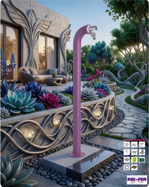 Fontana da Giardino a colonna forma di Periscopio Design Moderno Belfer Dimensioni 11x18xh 80 cm - peso 3,2 kg design , colore Viola