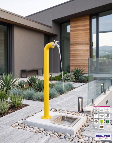 Fontana da Giardino a colonna forma di Periscopio Design Moderno Belfer Dimensioni 11x18xh 80 cm - peso 3,2 kg design , colore Giallo