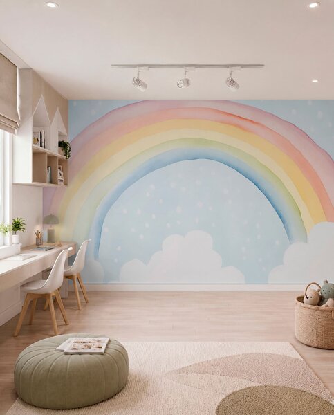Carta da parati Arcobaleno, Carta da parati per Bambini, Carta da parati per bambini Arcobaleno, w03924 : Uwalls.it