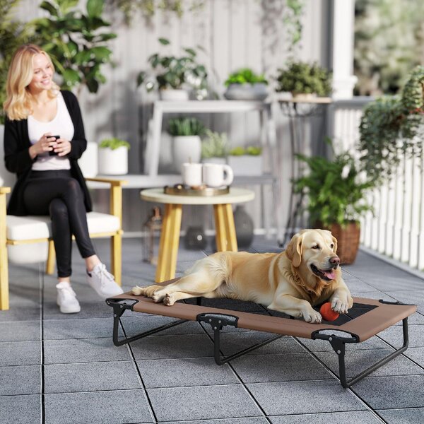 AllMyPets Letto per Cani Grandi Pieghevole con Tessuto a Rete da Interno ed Esterno 107x61x20 cm colore Marrone - F892CF