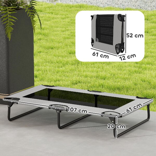 AllMyPets Letto per Cani Grandi Pieghevole con Tessuto a Rete da Interno ed Esterno 107x61x20 cm colore Grigio Chiaro - F891LG