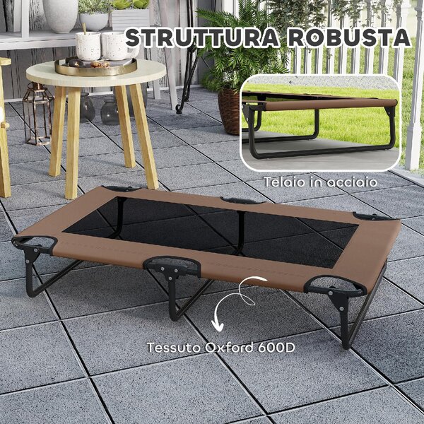 AllMyPets Letto per Cani Grandi Pieghevole con Tessuto a Rete da Interno ed Esterno 107x61x20 cm colore Marrone - F892CF
