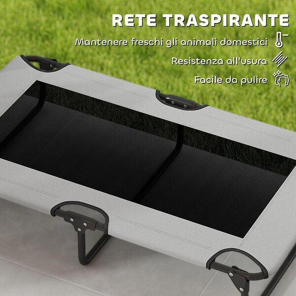 AllMyPets Letto per Cani Grandi Pieghevole con Tessuto a Rete da Interno ed Esterno 107x61x20 cm colore Grigio Chiaro - F891LG
