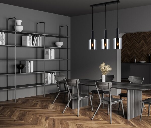 ITALUX PND-5581-3-BK+SG - Lampadario a sospensione con filo SARDO 3xE27/40W/230V nero