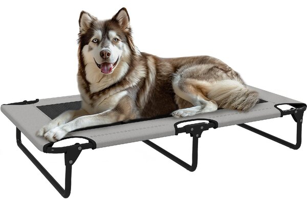 AllMyPets Letto per Cani Grandi Pieghevole con Tessuto a Rete da Interno ed Esterno 107x61x20 cm colore Grigio Chiaro - F891LG