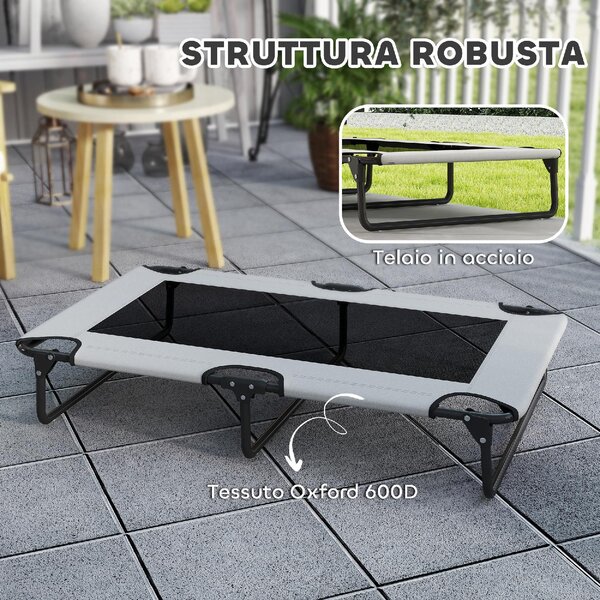 AllMyPets Letto per Cani Grandi Pieghevole con Tessuto a Rete da Interno ed Esterno 107x61x20 cm colore Grigio Chiaro - F891LG