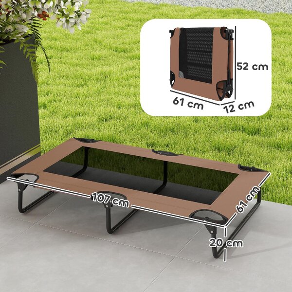 AllMyPets Letto per Cani Grandi Pieghevole con Tessuto a Rete da Interno ed Esterno 107x61x20 cm colore Marrone - F892CF
