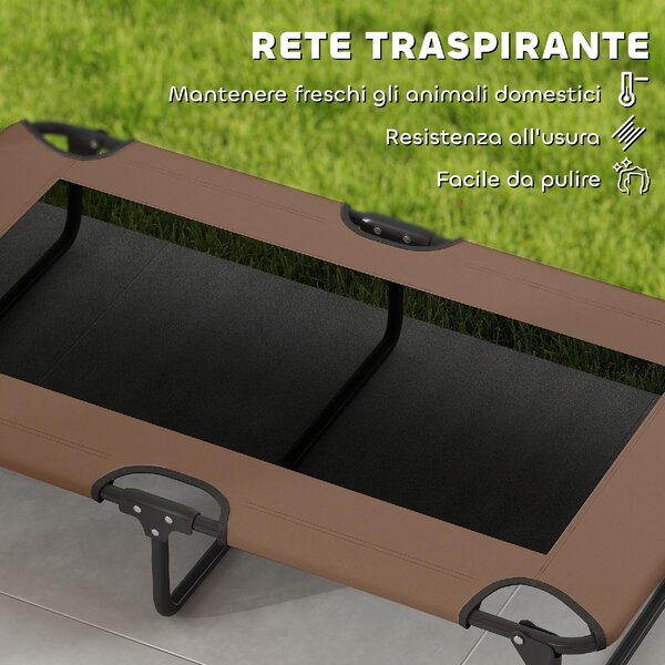 AllMyPets Letto per Cani Grandi Pieghevole con Tessuto a Rete da Interno ed Esterno 107x61x20 cm colore Marrone - F892CF