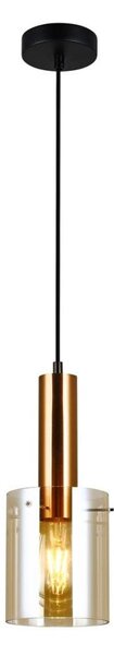 ITALUX PND-5581-1-BRO+AMB - Lampadario a sospensione con filo SARDO 1xE27/40W/230V nero/ottone