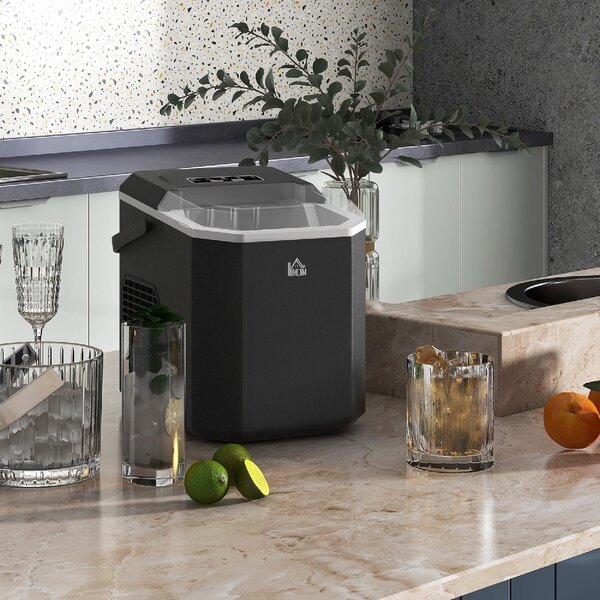 DecHome Macchina del Ghiaccio Autopulente da 9 Cubetti in 6-13 Minuti in PP e Rame 22.2x29.4x29 cm colore Nero - 0BKAM424