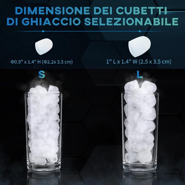 DecHome Macchina del Ghiaccio Autopulente da 9 Cubetti in 6-13 Minuti in PP e Rame 22.2x29.4x29 cm colore Nero - 0BKAM424
