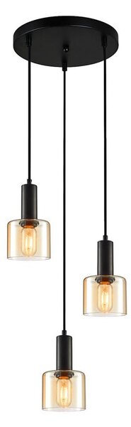 ITALUX PND-65342-3A-BK+AMB - Lampadario a sospensione con filo SANTIA 3xE27/40W/230V